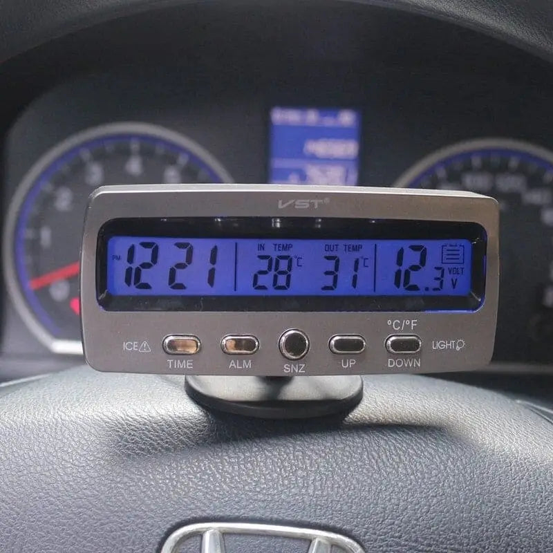 3 en 1 Thermomètre de Temps intérieur véhicule, Automobile