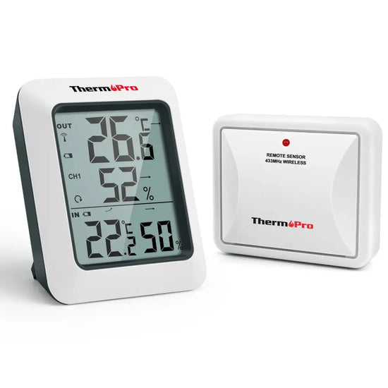 Horloge et thermomètre, intérieur et extérieur